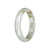 Natural Pale Green with Olive Green Jadeite Bangle - 60mm Half Moon