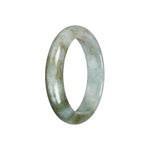 Untreated Pale Green with Light Brown Traditional Jade Bangle - 55mm Half Moon