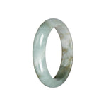 Untreated Pale Green with Light Brown Traditional Jade Bangle - 55mm Half Moon