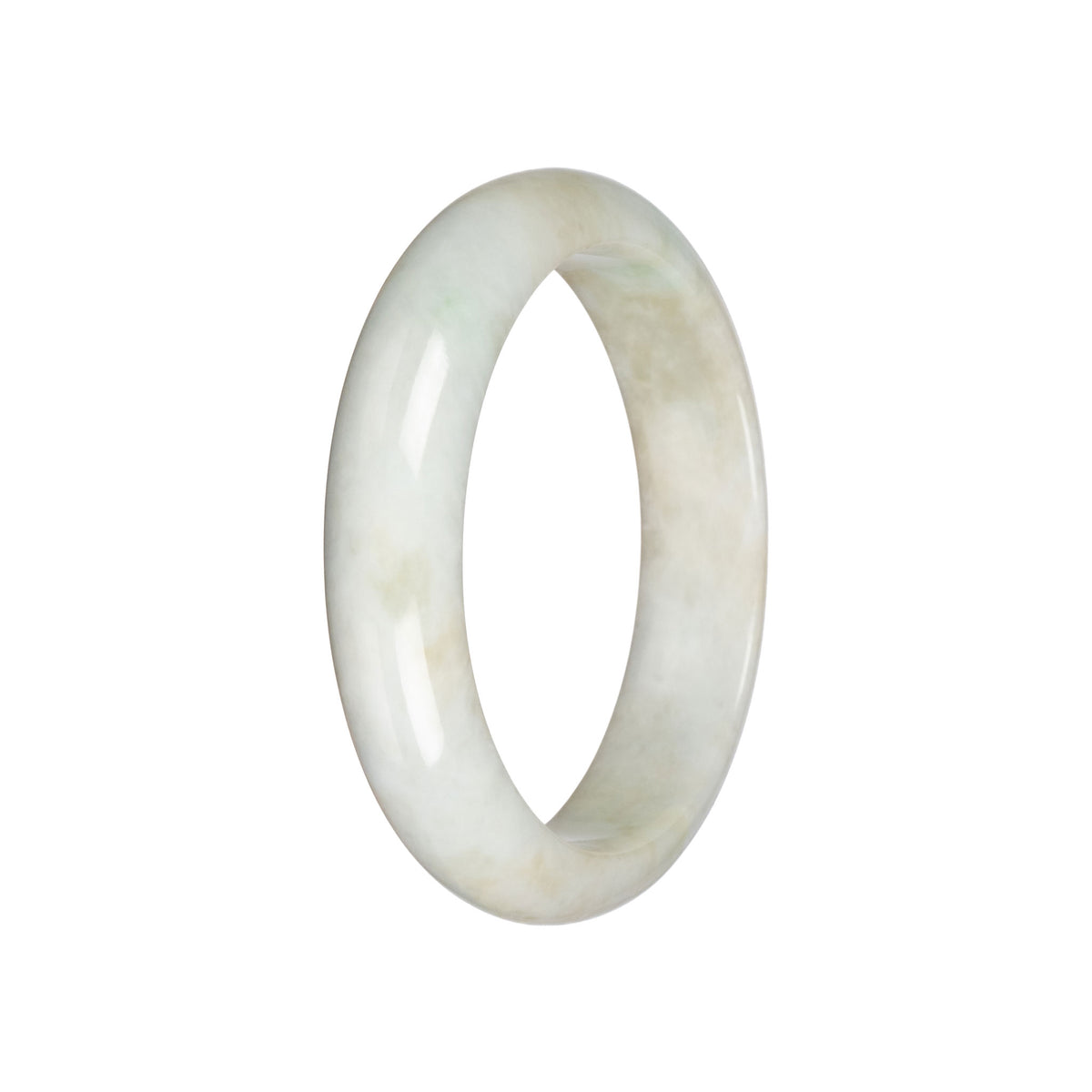 Authentic Pale Green Burmese Jade Bangle - 59mm Half Moon