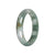 Natural Green with Light Grey Burma Jade Bangle - 59mm Half Moon