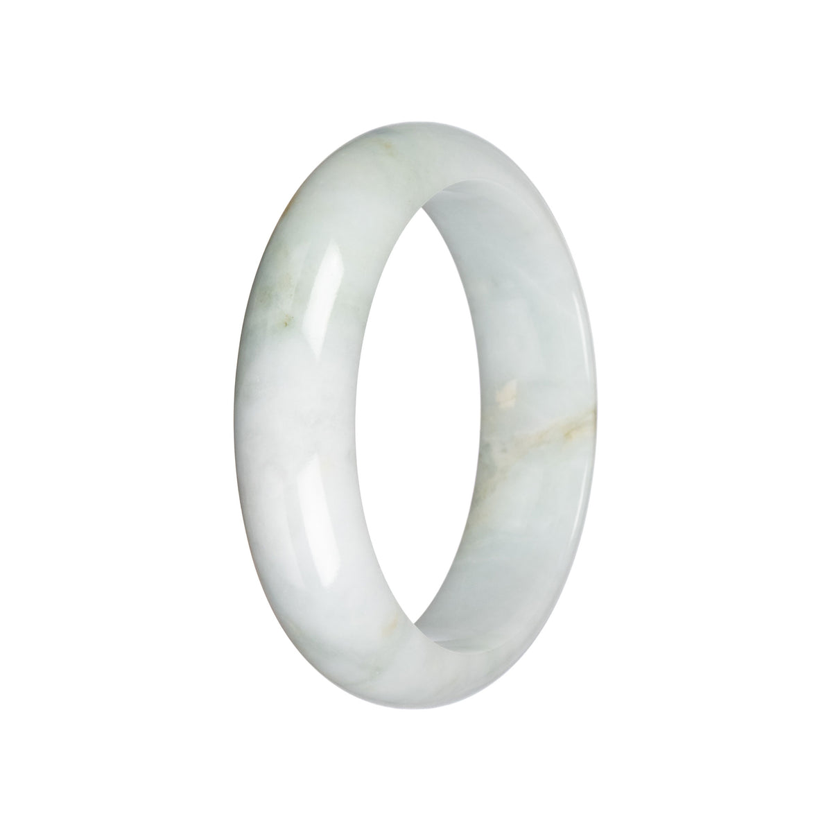 Grade A Pale Green Burma Jade Bangle - 59mm Half Moon