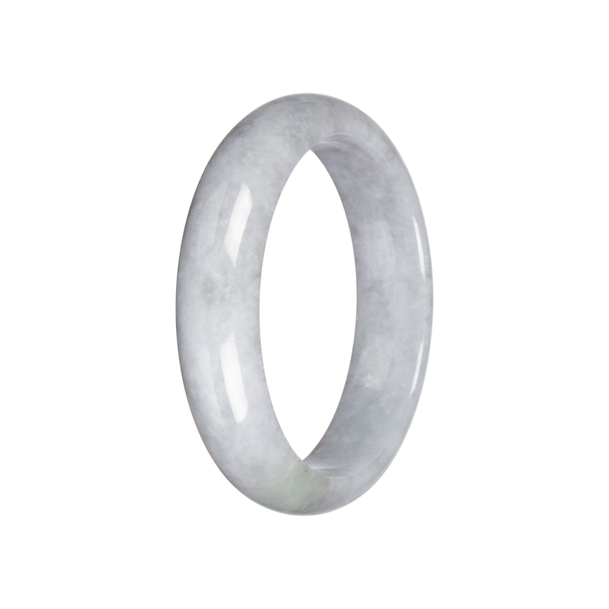 Untreated Light Grey Jadeite Bangle - 58mm Half Moon