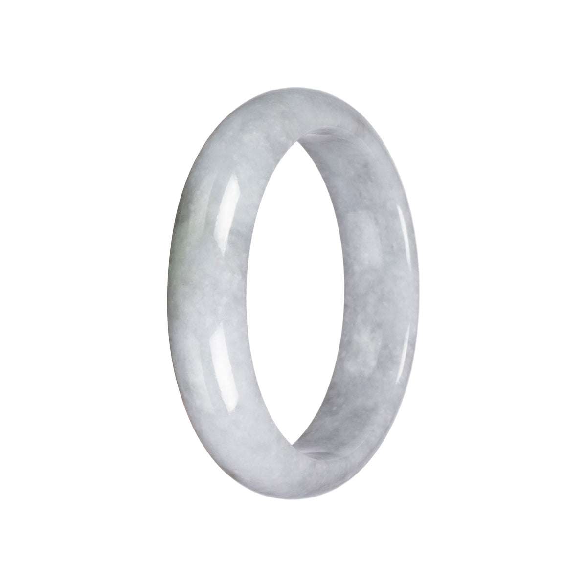 Untreated Light Grey Jadeite Bangle - 58mm Half Moon