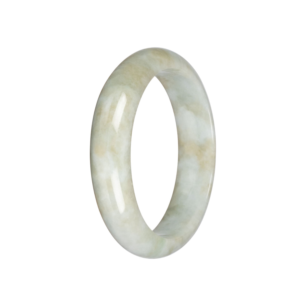 Authentic Pale Green Jade Bangle - 59mm Half Moon