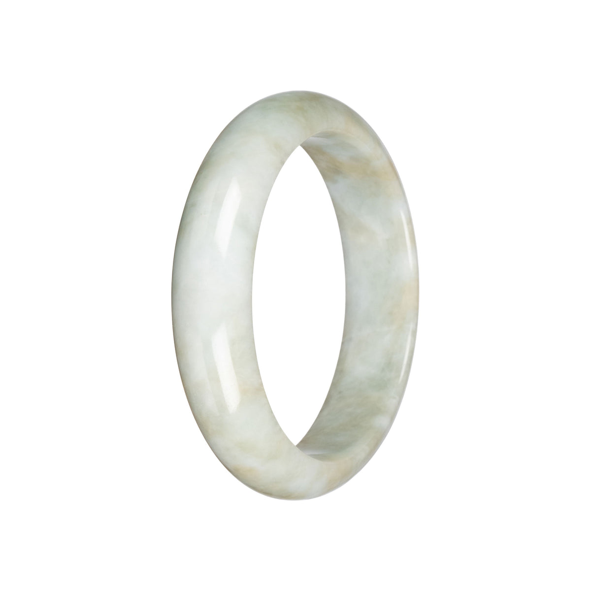 Authentic Pale Green Jade Bangle - 59mm Half Moon