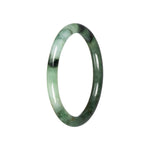 Real Green Pattern Burmese Jade Bangle - 60mm Petite Round