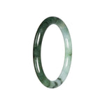 Natural Green Pattern Jadeite Bangle - 58mm Petite Round