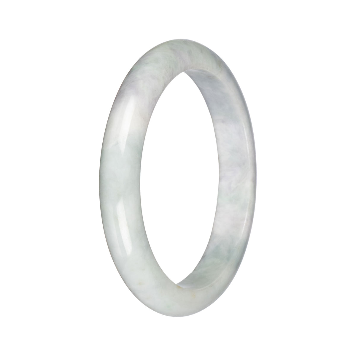 Grade A Pale Green with Pale Lavender Burmese Jade Bangle - 67mm Semi Round