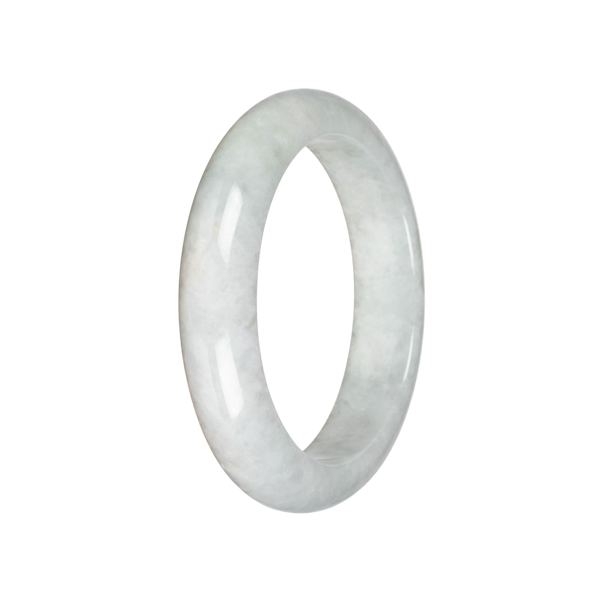 Grade A White Jadeite Jade Bangle Bracelet - 58mm Half Moon