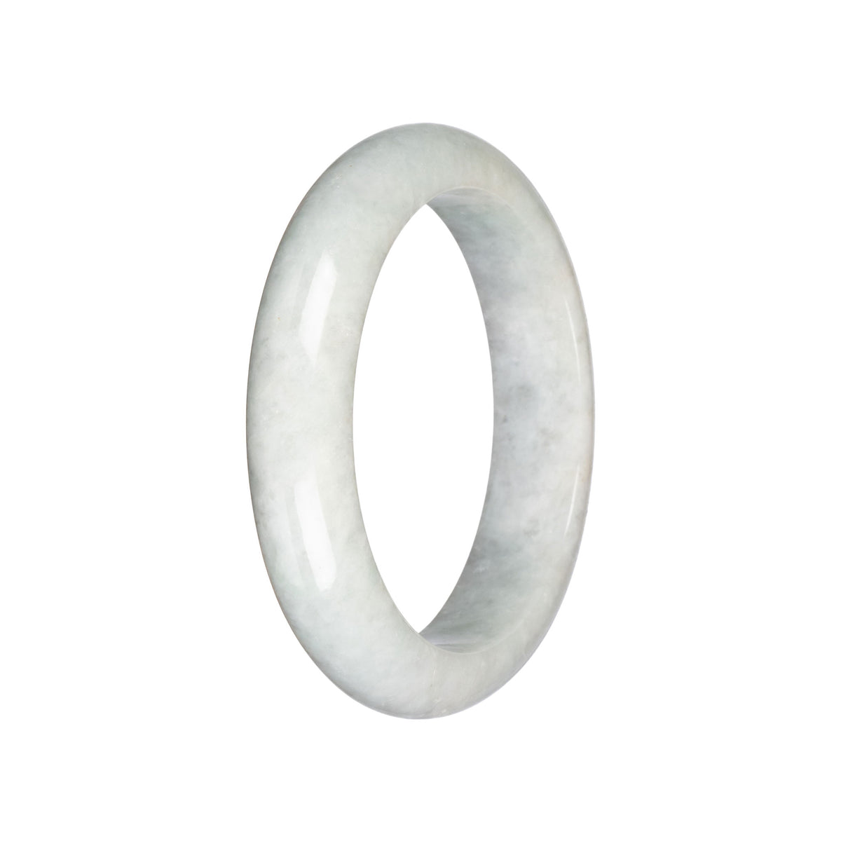 Grade A White Jadeite Jade Bangle Bracelet - 58mm Half Moon