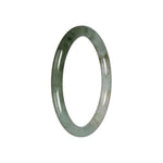 Genuine Green with White Jade Bangle - 59mm Petite Round