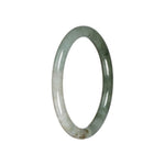 Genuine Green with White Jade Bangle - 59mm Petite Round