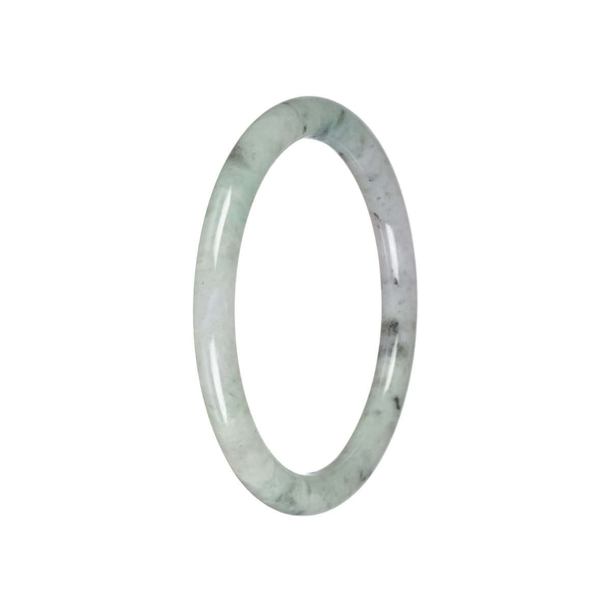 Real Pale Green with White Jadeite Bangle - 59mm Petite Round