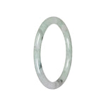 Real Pale Green with White Jadeite Bangle - 59mm Petite Round