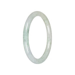 Untreated Pale Green with White Burmese Jade Bangle - 60mm Petite Round