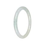 Untreated Pale Green with White Burmese Jade Bangle - 60mm Petite Round