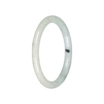 Untreated Pale Green with White Burmese Jade Bangle - 60mm Petite Round