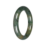 Authentic Grey with Green Pattern Jadeite Bangle - 57mm Round