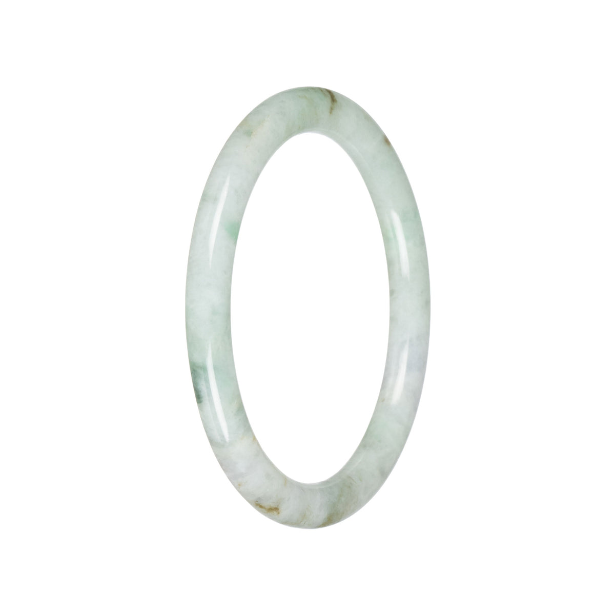 Untreated Pale Green with Dark Green Jadeite Bangle - 59mm Petite Round