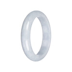 Authentic Light Grey Burma Jade Bangle Bracelet - 59mm Half Moon