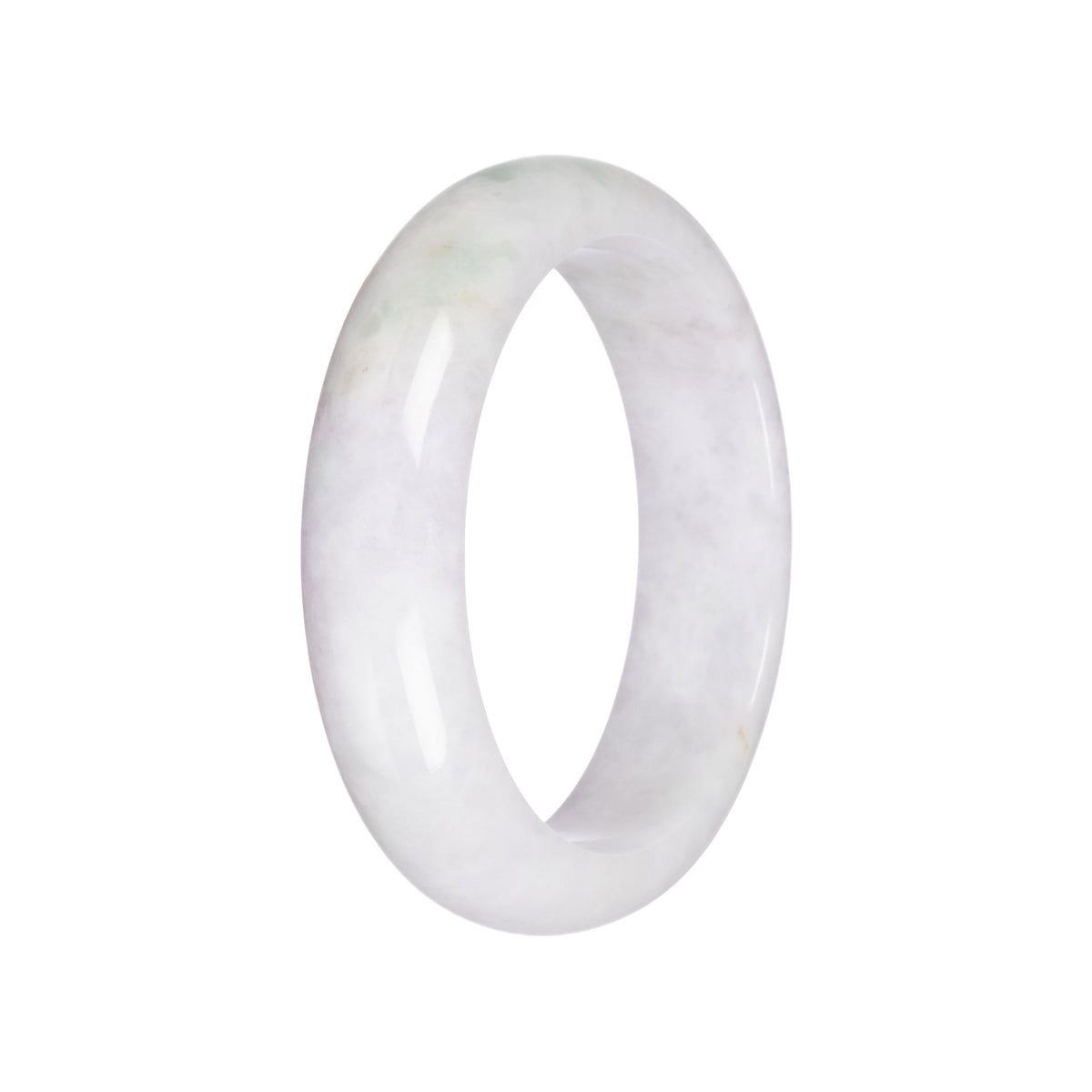 Grade A White with Green Jadeite Jade Bangle - 58mm Half Moon