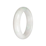 Genuine White with Green Traditional Jade Bangle Bracelet - 58mm Half Moon