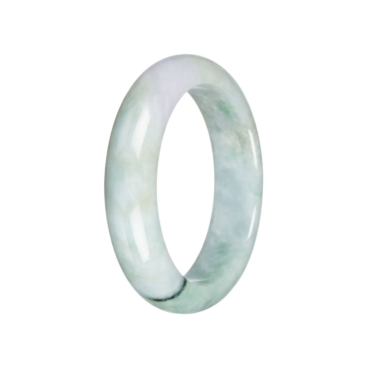 Real Light Green with Light Lavender Jadeite Bangle - 57mm Half Moon