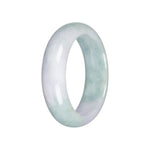 Grade A Light Green with Pale Lavender Burma Jade Bangle - 56mm Half Moon