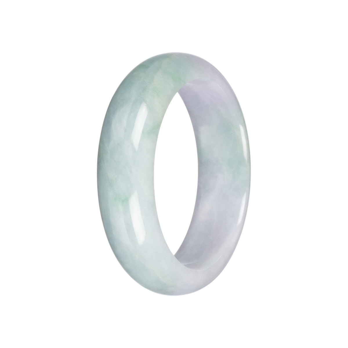 Grade A Light Green with Pale Lavender Burma Jade Bangle - 56mm Half Moon