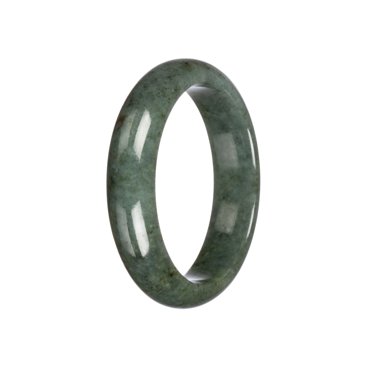 Grade A Deep Green Jadeite Bangle - 57mm Half Moon