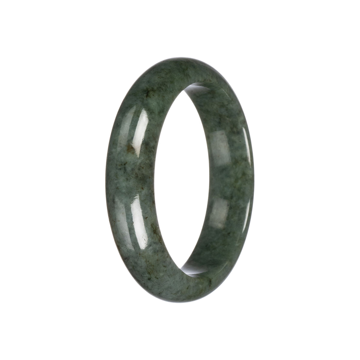 Grade A Deep Green Jadeite Bangle - 57mm Half Moon