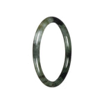 Authentic Green Pattern Burmese Jade Bangle Bracelet - 60mm Petite Round