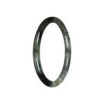Authentic Green Pattern Burmese Jade Bangle Bracelet - 60mm Petite Round