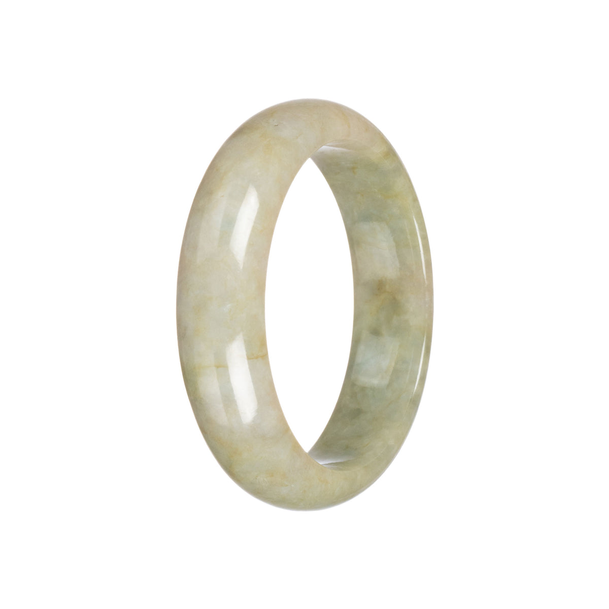 Real Olive Green Traditional Jade Bangle - 57mm Half Moon