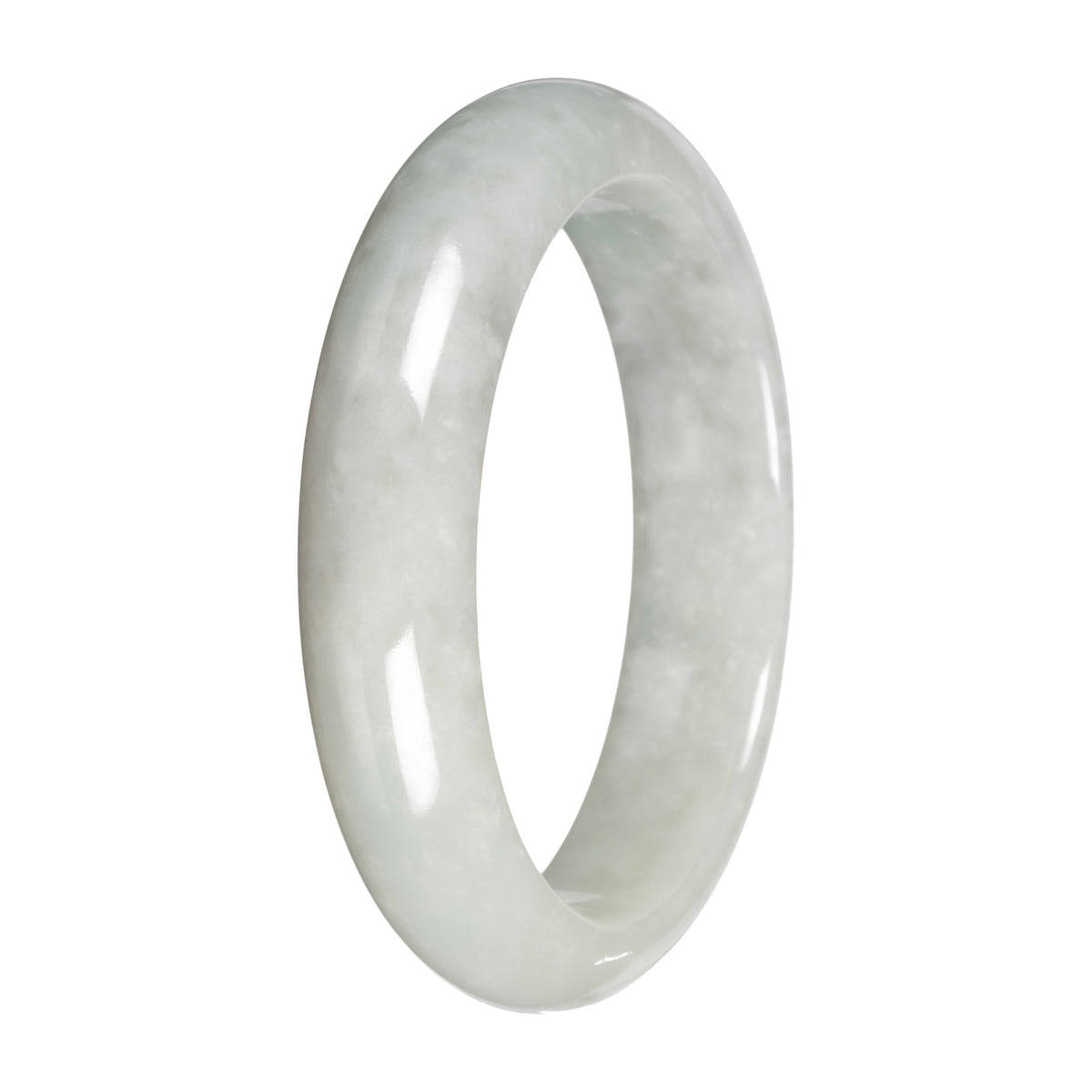 White Burmese Jade Bracelet – Half Moon (53mm–64mm)