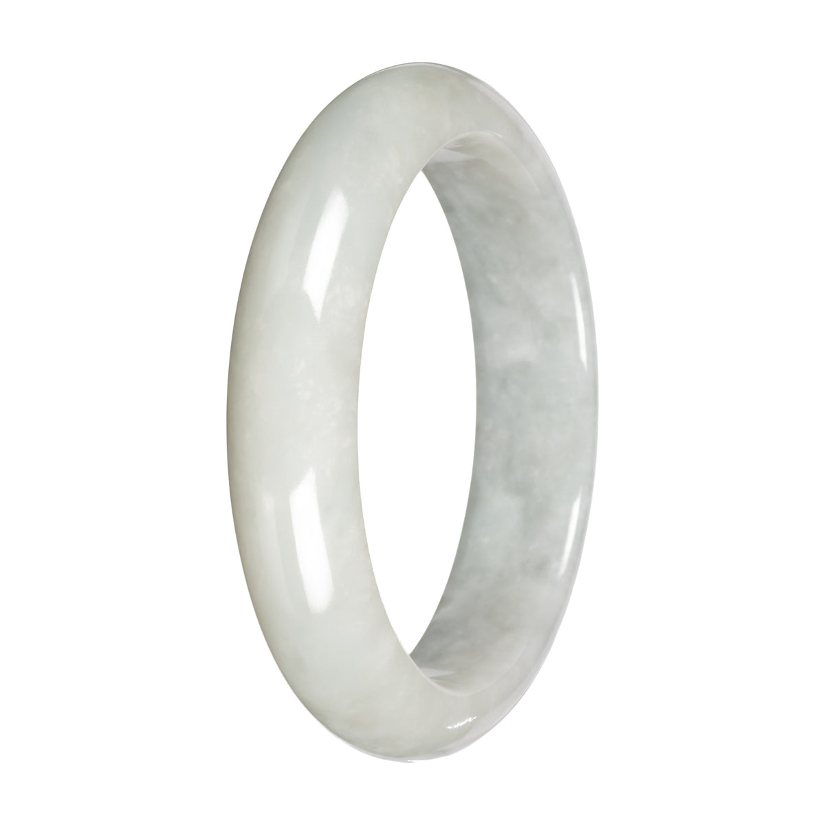 White Burmese Jade Bracelet – Half Moon (53mm–64mm)