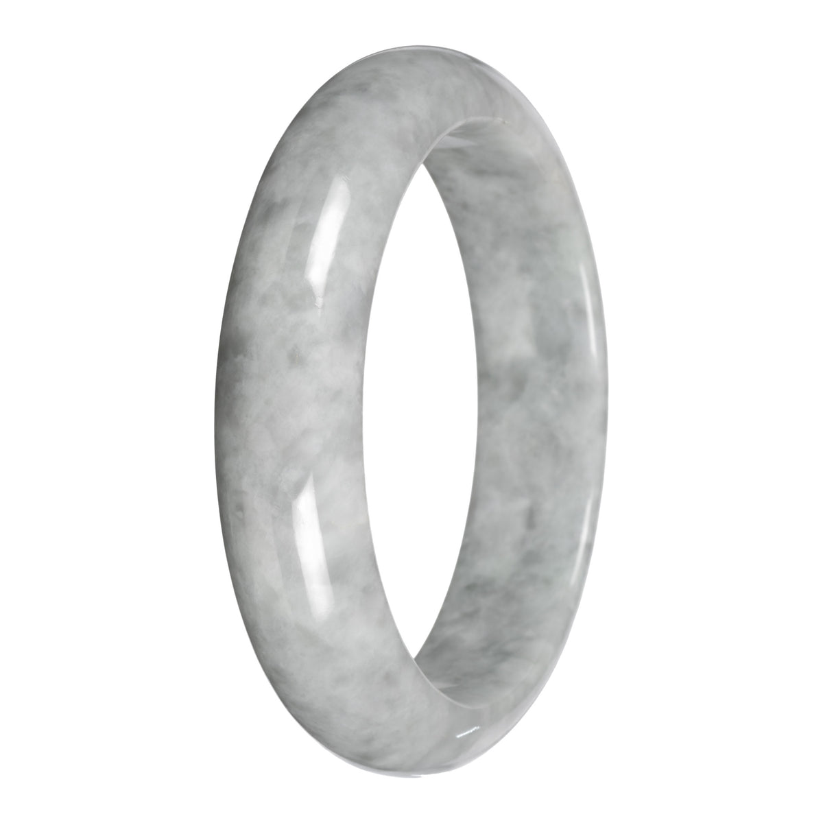 Grade A Burmese Jadeite Bangle - 'Whispering Storm' - Half Moon (61mm)