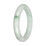 Genuine White with Green Pattern and Apple Green Patches Burmese Jade Bangle - 59mm Half Moon