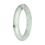 Genuine White with Green Pattern and Apple Green Patches Burmese Jade Bangle - 59mm Half Moon