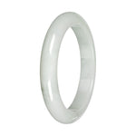 Real White with Green Patches Jade Bangle - 59mm Half Moon