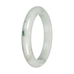 Real White with Green Patches Jade Bangle - 59mm Half Moon