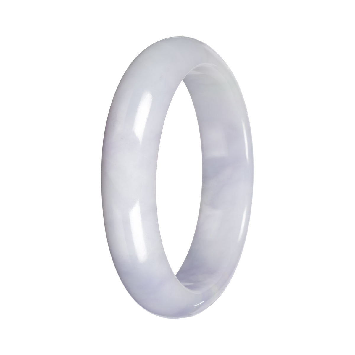 Authentic Lavender with Light Green Patch Jade Bangle - 55mm Half Moon