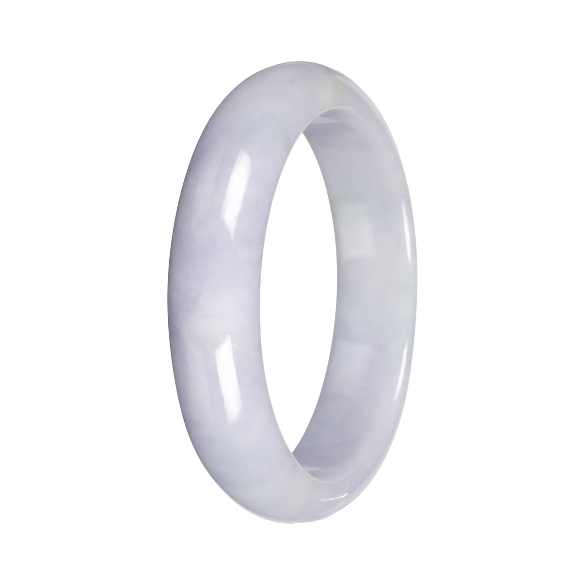 Authentic Lavender with Light Green Patch Jade Bangle - 55mm Half Moon