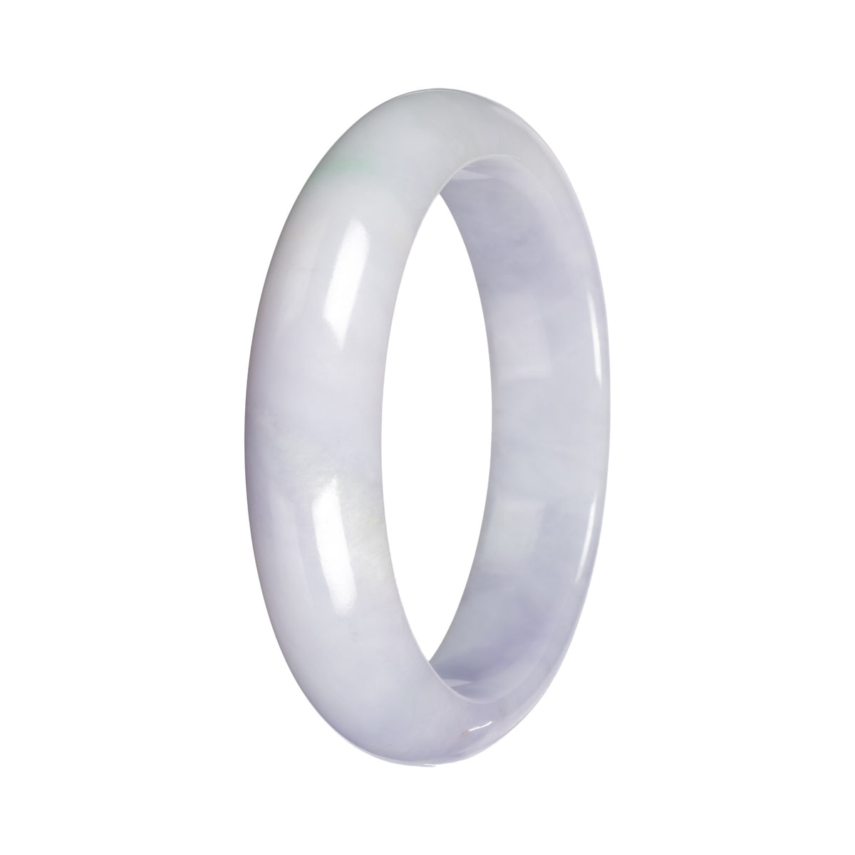 Authentic Lavender with Light Green Patch Jade Bangle - 55mm Half Moon