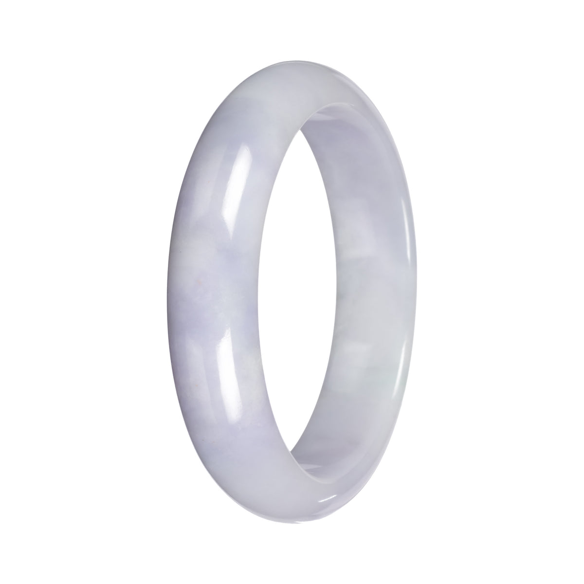 Authentic Lavender with Light Green Patch Jade Bangle - 55mm Half Moon