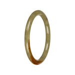 Untreated Olive Green with Brownish Yellow Patches Burma Jade Bangle Bracelet - 53mm Petite Round