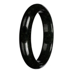 Natural Black and Deep Green Pattern Jadeite Jade Bangle - 63mm Half Moon