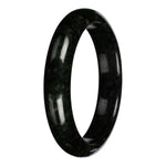 Natural Black and Deep Green Pattern Jadeite Jade Bangle - 63mm Half Moon