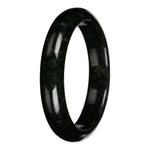 Natural Black and Deep Green Pattern Jadeite Jade Bangle - 63mm Half Moon